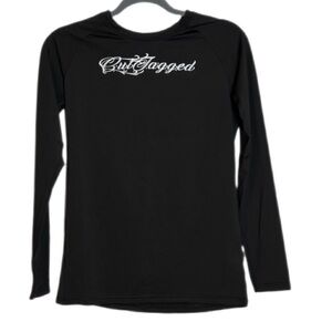 Cut Jagged Black Athletic Shirt Long Sleeve Unisex NWT Size Medium